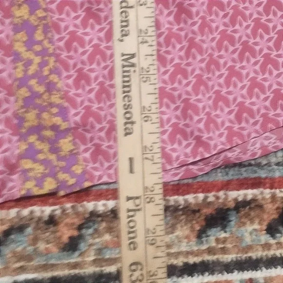 LOGO Lori Goldstein Purple Floral Peasant Button Up Blouse Sz M Boho Oversized - Picture 8 of 8